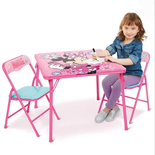Minnie Mouse Activity Table Set Comes with One Table and Two Chairs