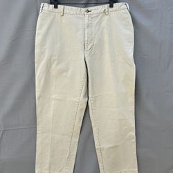 Orvis Pants Mens Size 40 Beige 100% Cotton Chinos Khakis Flat Front   