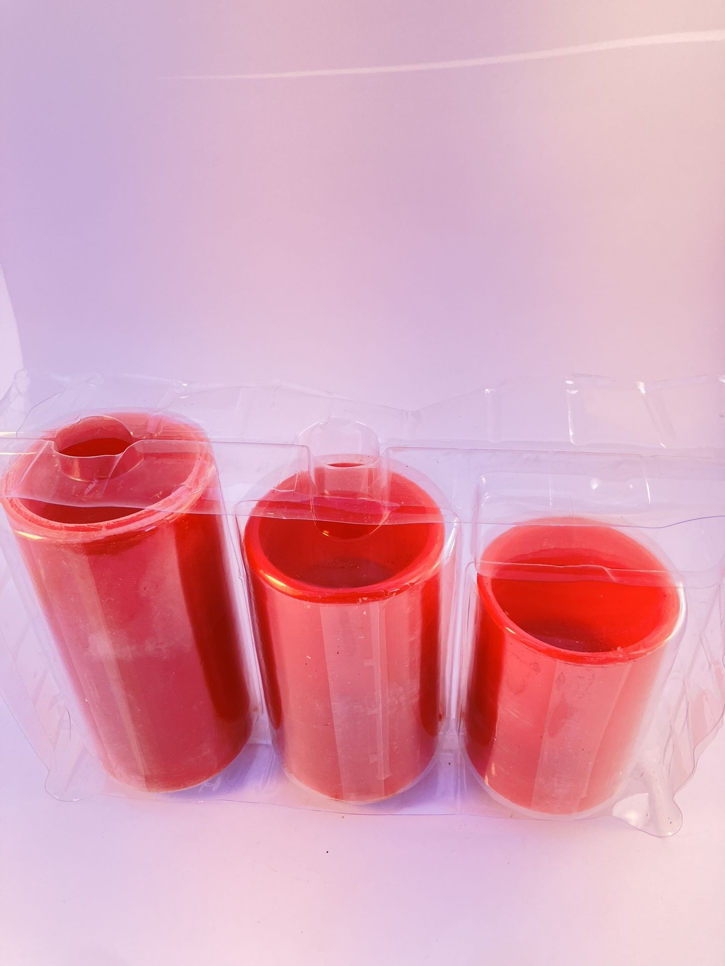 BRAND NEW 3-Pack Red Battery-Operated LED Flickering Tea Lights – $10