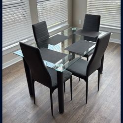 Modern Glass Dining Table Set – 4 Chairs – $150