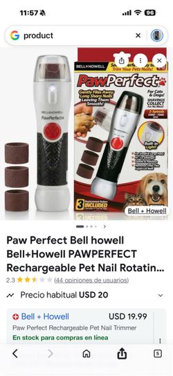 Paw Perfect Bell howell Bell+Howell PAWPERFECT Rechargeable Pet Nail Rotatin