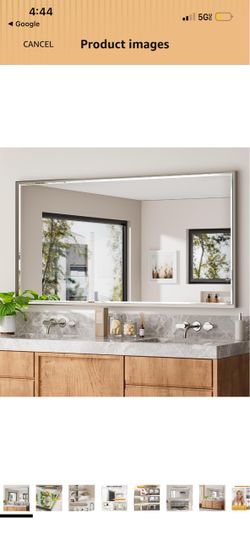 New - 72 x 36 Brushed Nickel Bathroom Mirror, Beveled Framed Rectangle, Shatterproof Anti-Rust Vertical/Horizontal Wall-Mounted