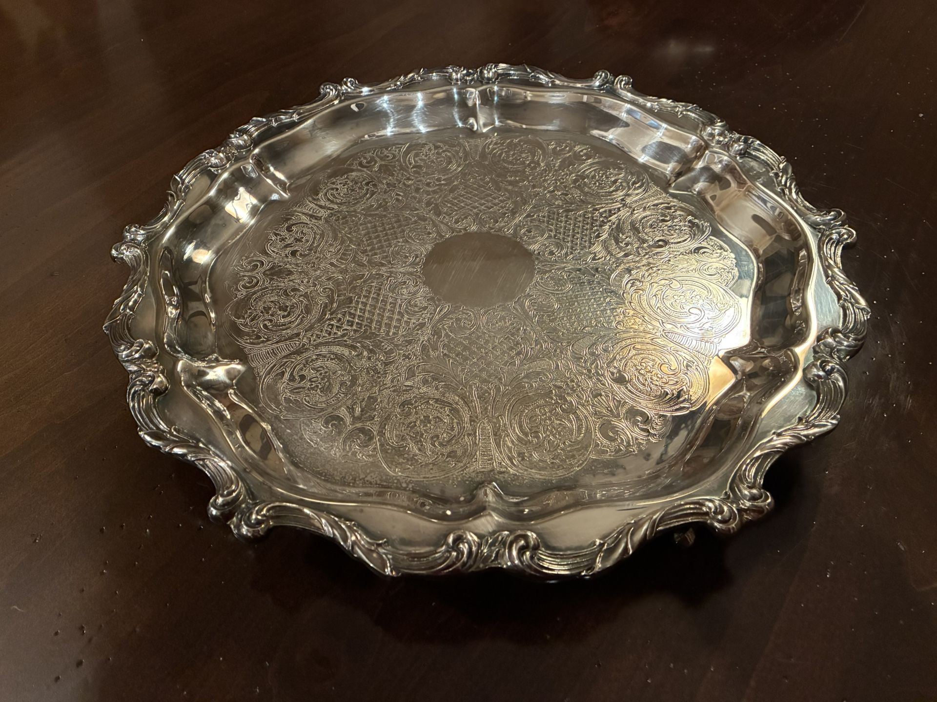 Large Silver Plated Footed Platter