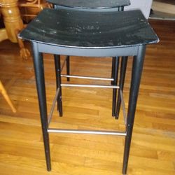 2 Black Wooden 4 Foot Stools