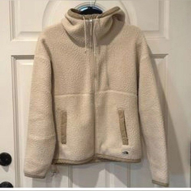 The North Face Women CRAGMONT Cream Sherpa Fleece Full Zip Hoodie 6113 Medium