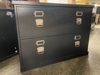 Black 2-Drawer Extended Filing Cabinet