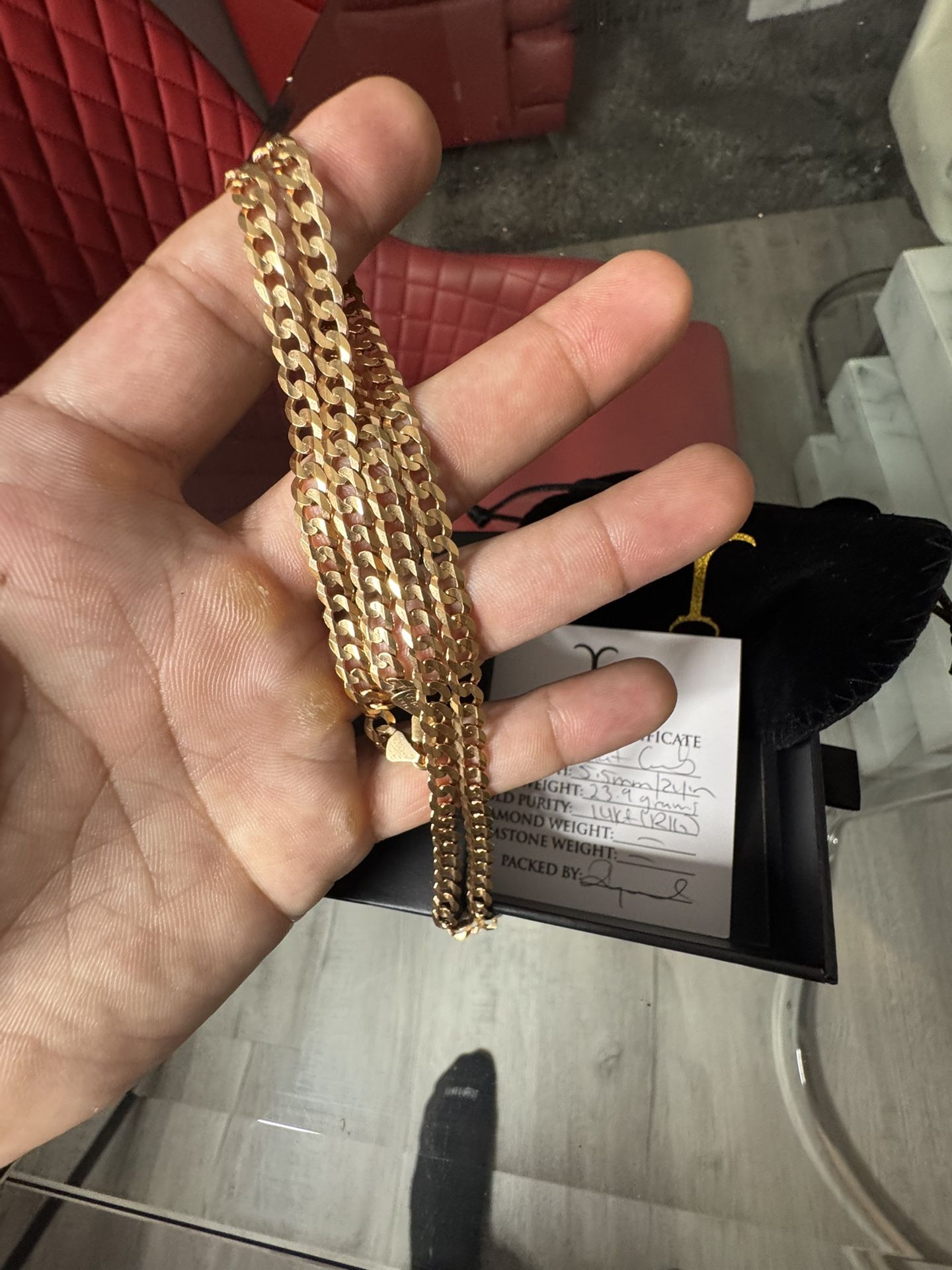 New 14k Gold 23.9g Curb Link Chain 24in