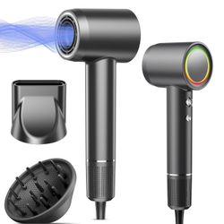 Hair Dryer, 160000 RPM Professional High Speed Ionic Blow Dryer 500 Million Negative Ions & Heat-Control & Low Noise Hairdryer with Magnetic Diffuser 