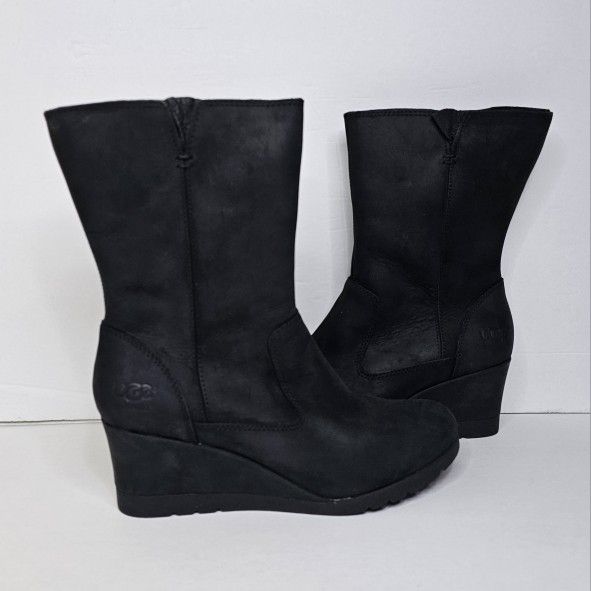 UGG Joely Wedge Boots Waterproof Black S/N 1012528 for Sale in