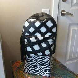 Black Geometric Mini Backpack 
