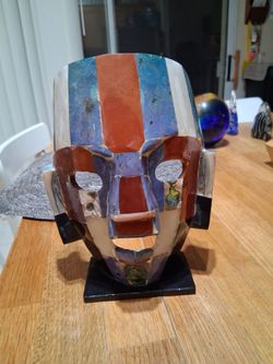 Mexican Mayan Tribal Death Burial Mask Inlay Mosaic Abalone 8×9