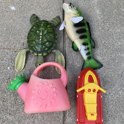 Swimways Prime Time Artoy Turtle Bass Fish Watering Can Boat Pool Toys Lot of 4