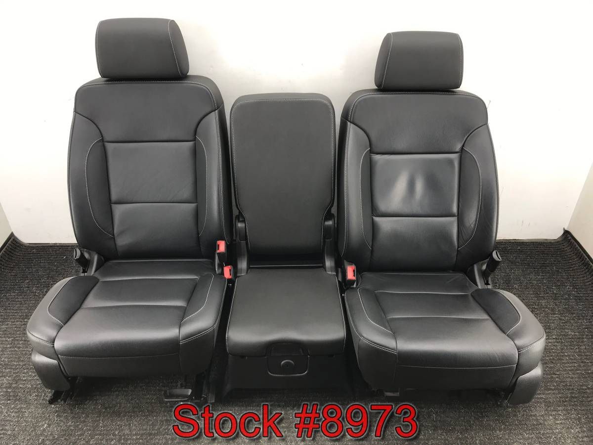 Front 40/20/40 Bucket Bench Console Seats From 2016 Chevy Silverado Black Leather Heated Front