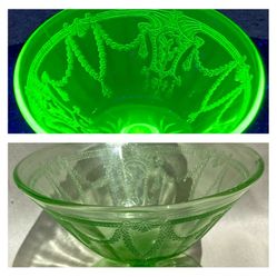 Anchor Hocking Uranium Glass Mayonnaise Comport Footed Dancing Ballerina