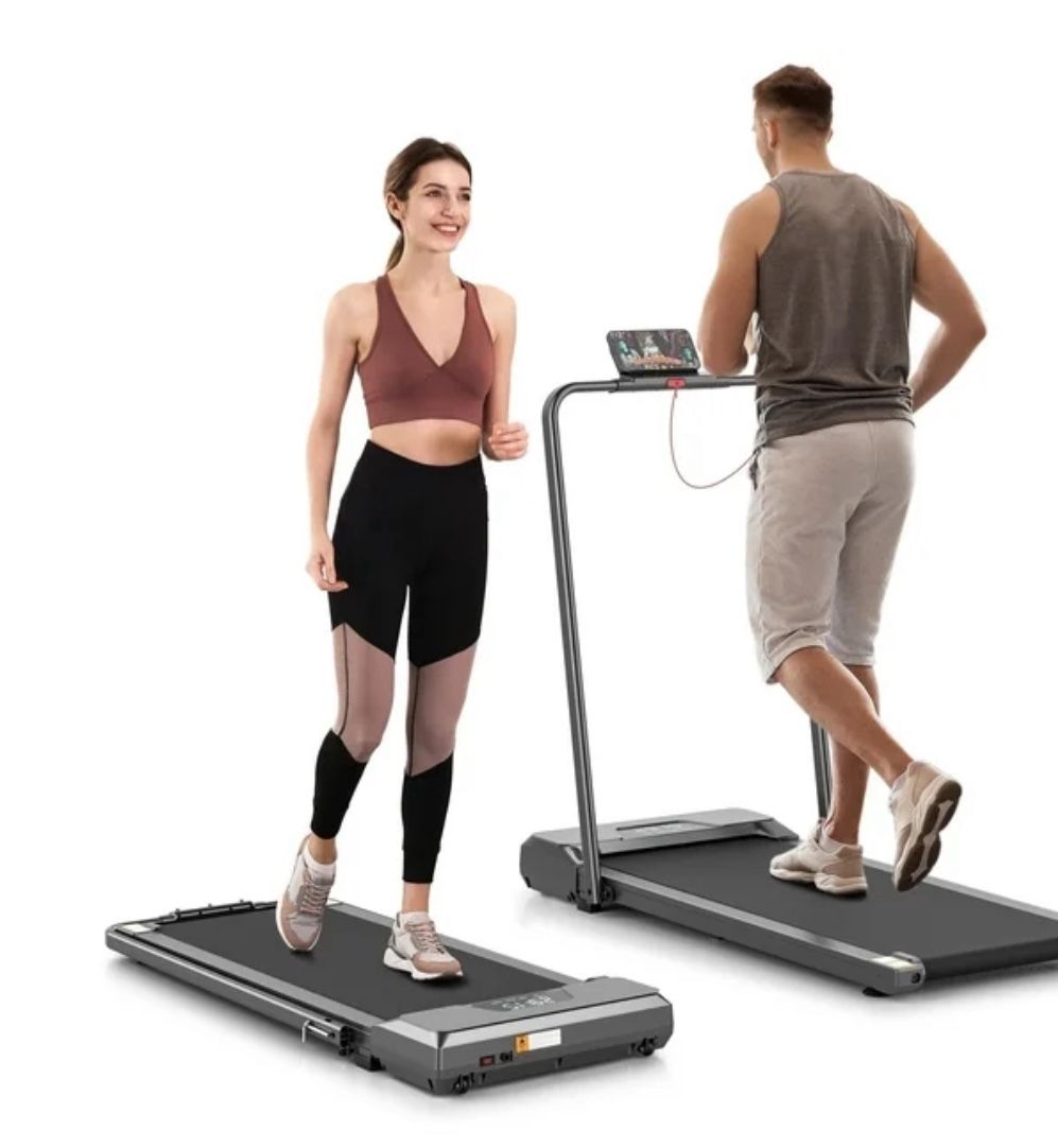 Treadmill 2 in 1 Walking Pad Treadmill Folding 7.5 MPH Running Under Desk Treadmill with Remote Control and LED Display for Home Office Use