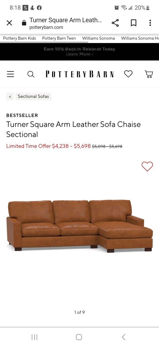 Pottery Barn Turner Leather Sofa for Sale in Lake Stevens, WA OfferUp