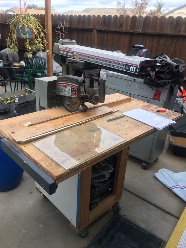 Craftsman 10” radial arm saw on CUSTOM, PORTABLE table top for Sale in