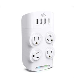 360 Electrical Revolve Wall Tap Power Surge Protector with 4 USB Ports, 4 24 W Rotating Outlets, Multi Plug Outlet Splitter, Adapter for Electric Wall