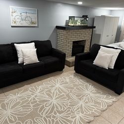 FREE DELIVERY 🚚 AND INSTALLATION - Black Set Upholstered Sofa and Love Seat