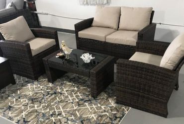 Brown / Beige Outdoor Set / Loveseat 2 Chairs | 12 Months No interest | Brand New 