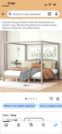 King Size Canopy Platform Bed w/ Headboard