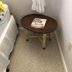 Oval End Table On Wheels