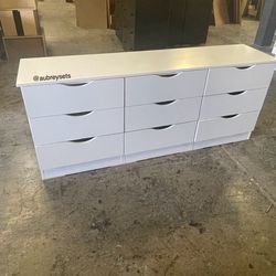 White 9 Drawer Dresser With Rails 