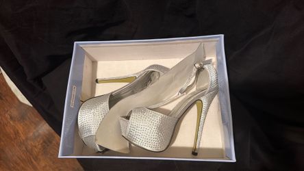 Silver 6in Bling Platform Heels
