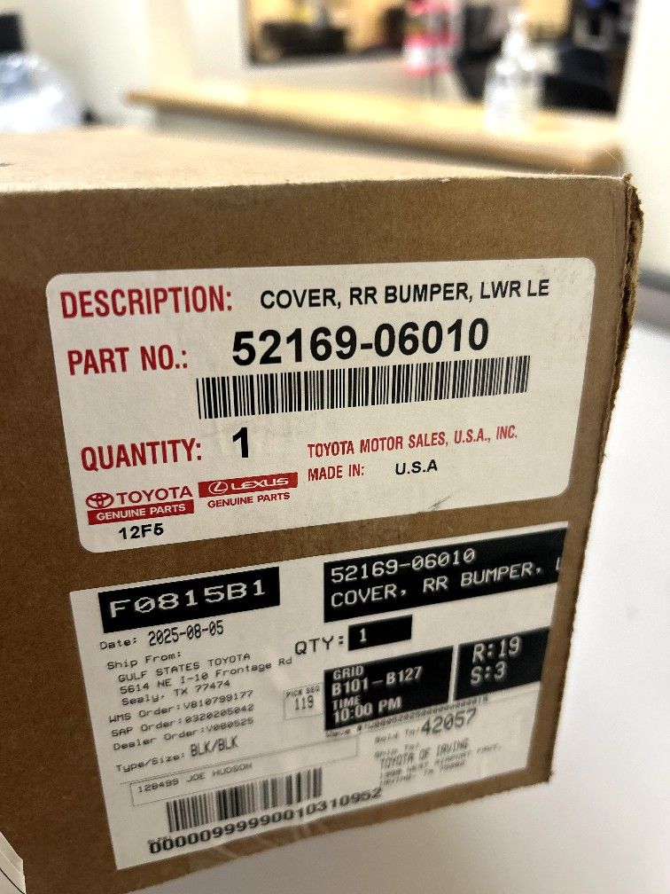 Toyota COVER, RR BUMPER Part No. 52169-06010 | Genuine | OE