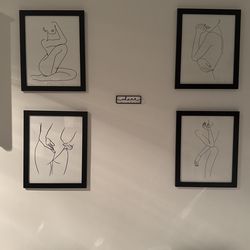 Set Of 4 Art prints- Woman Line Drawings 