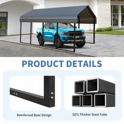 Heavy Duty Carport 10 x 20 Shelter - Perfect Solution for Vehicles, Boats & Equipment - Durable, All-Weather, Quick Assembly - Spacious, Secure, Reinf