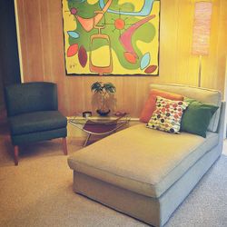 IKEA Beige Chaise Lounge Sofa – Modern Neutral Upholstered Daybed Couch