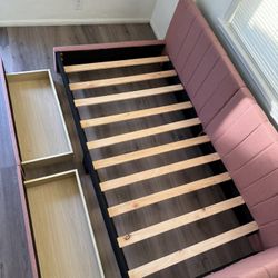 Twin Size Upholstered Daybed with 2 Storage Drawers