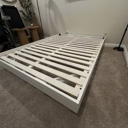 White Queen Platform Bed Frame 