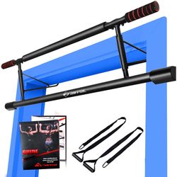 New Heavy Duty Doorway Pull Up Bar With Resistance Straps (No Assembly Required)