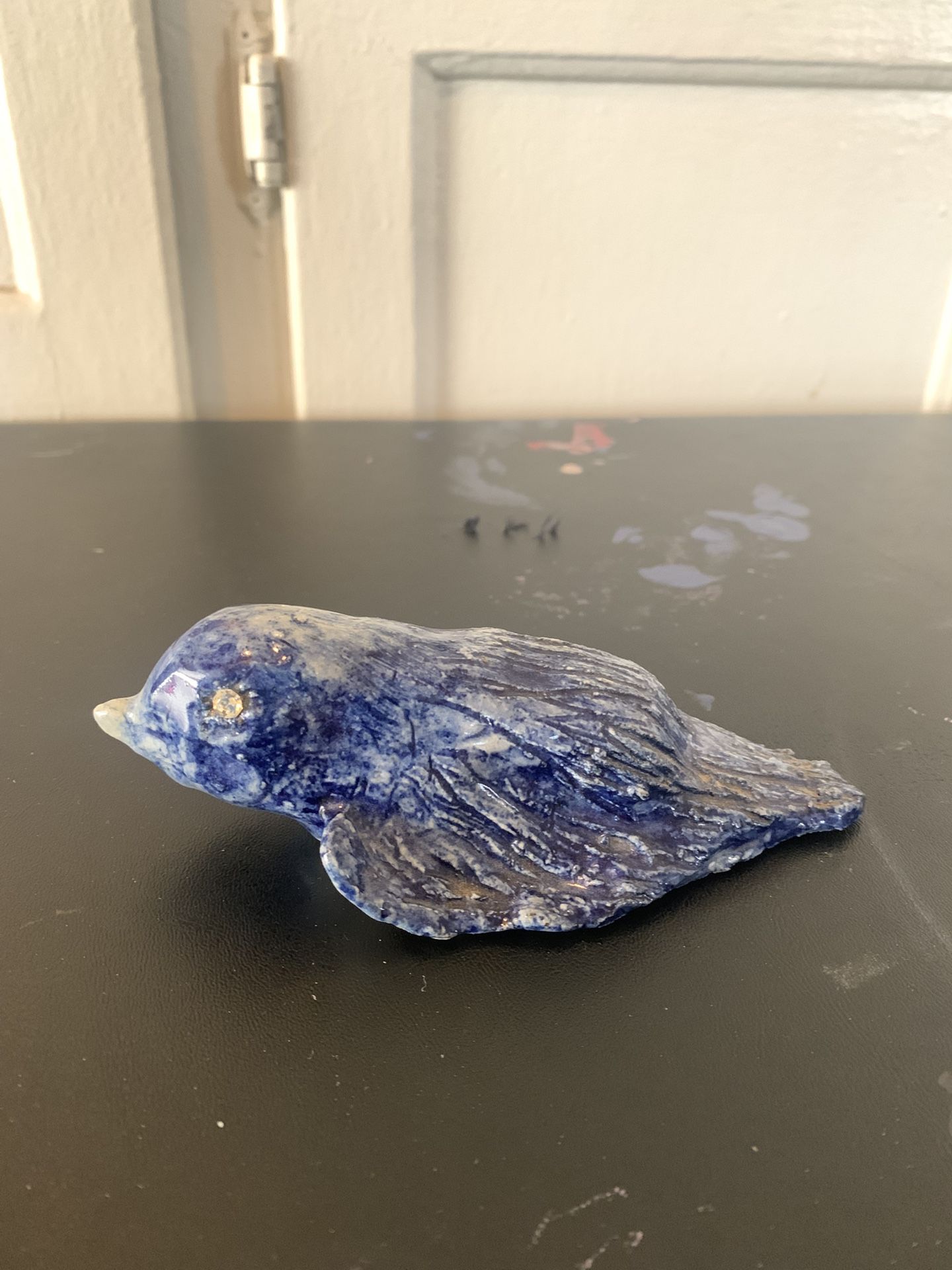 Vintage Carved Sodalite Stone Bird Figure
