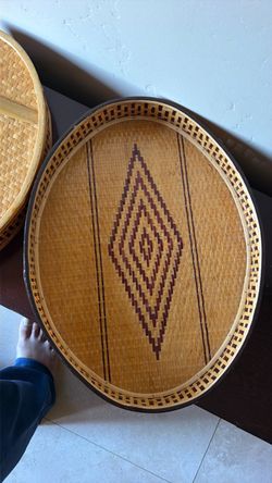Large Oval Woven Bamboo Tray