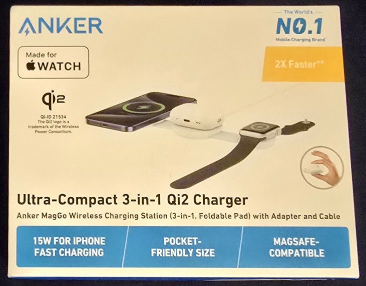3-in-1 Charger For IPhone, Ipod, Apple Watch. 