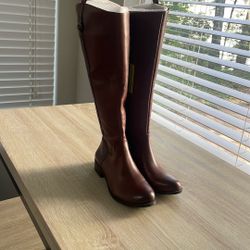 Gianni Bini Wide Calf Brown Leather Boots