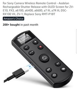 Sony Camera Wireless Remote Control - Aodelan Rechargeable Shutter Release with OLED Screen for ZV- E10. FX3, a6100, a6400, a6600, a7 ll1, a7R Il1, DS