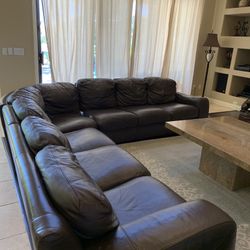 Brown Italian Leather Sectional Sofa