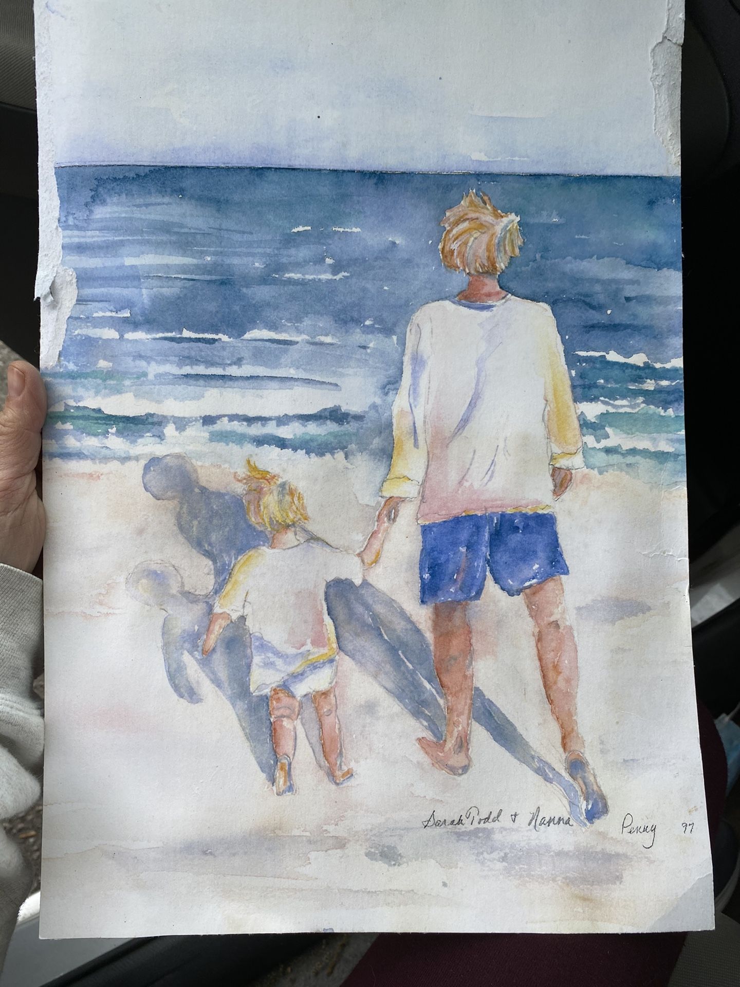 Original Watercolor Kids At The Beach Summer