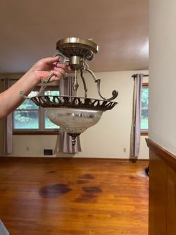 Vintage Brass Semi-Flush Ceiling Light Fixture