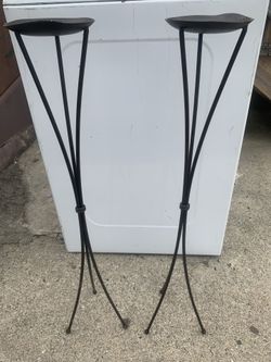 Set of Two metal candle holders stands