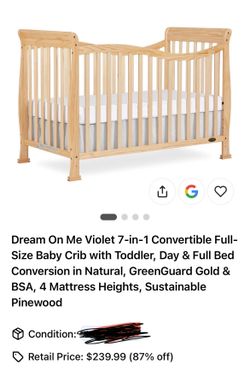 Dream On Me Violet 7-in-1 Convertible Baby Crib