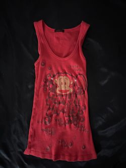 Paul Frank Julius Monkey Red Ribbed Tank Top