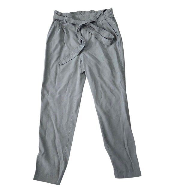 Calvin Klein dark sage tapered pants with tie, 10. EUC.