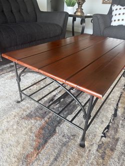 Wood & Wrought Iron Coffee Table