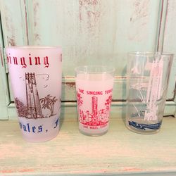 Vintage Florida Bok Tower Gardens The Singing Tower Lake Wales Glass Set Glasses