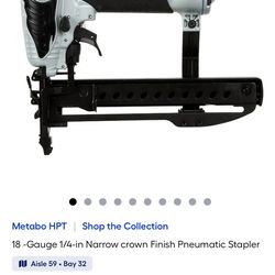 Metabo HPT 18 -Gauge 1/4-in Narrow crown Finish Pneumatic Stapler